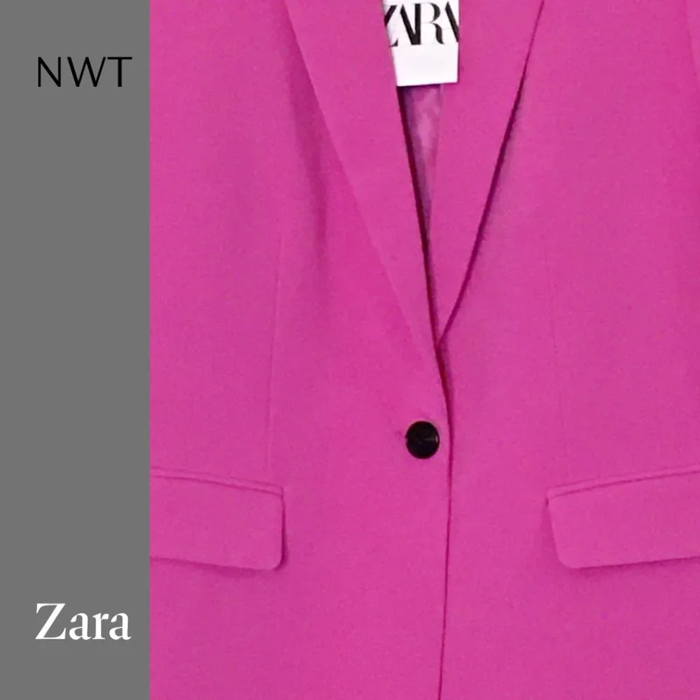 NWT ZARA Dark Pink Fuschia Blazer, Sz S - Picture 4 of 4